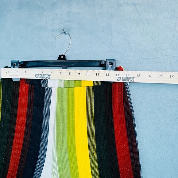 Retro 70s Boho Penny Primary Stripe Womens Sz Small High Waist Stretch Trousers - Picture 3 of 10